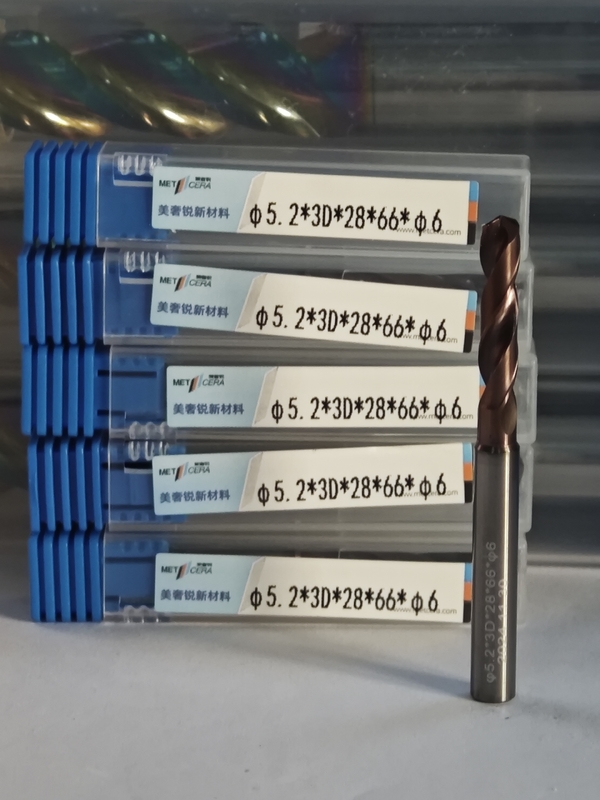Ferramenta de corte de carburo sólido 3D / 5D revestida com refrigerante externo G φ5.2 x 3D x 28 x 66 x φ6mm