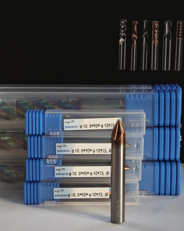 MPG4 CNC Rad Mill Carbide Chamfer Mill 4 Flutes Mill Roughing Processing Mill Para aço ligado, aço de molde, aço pré-endurecido, Φ10.0 X 90 ° x Φ10 X 75mm