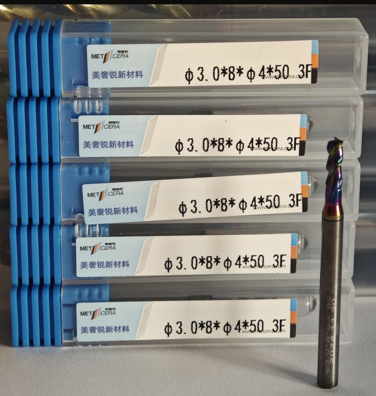 MAE PLUS Three Flutes Carbide End Mill para usinagem de metais não ferrosos 3mm,Φ3.0x8x4Dx50mm
