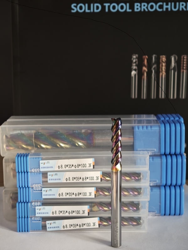 MAE PLUS Long Flute Carbide End Mill para processamento de metais não ferrosos 8 mm Diâmetro HRC55-60 Dureza