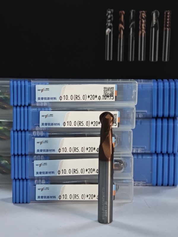 MPB2 Solid Carbide Ball Nose End Mill 2 flautas R0.5-10, 10mm, Φ10.0(R5.0) x20x10Dx75mm