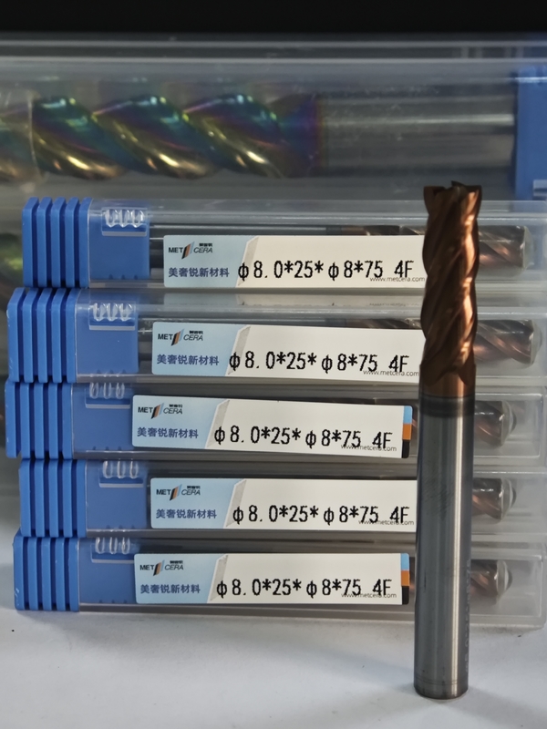 MPE4 HRC55-HRC60 Solid Carbide Milling Cutter, 4 Flutes Flat End Mill, CNC Mill Cutter, 4F Solid Carbide Flat End Milll Long Flute 8mm, φ8.0 x 25 x φ8 x 75mm