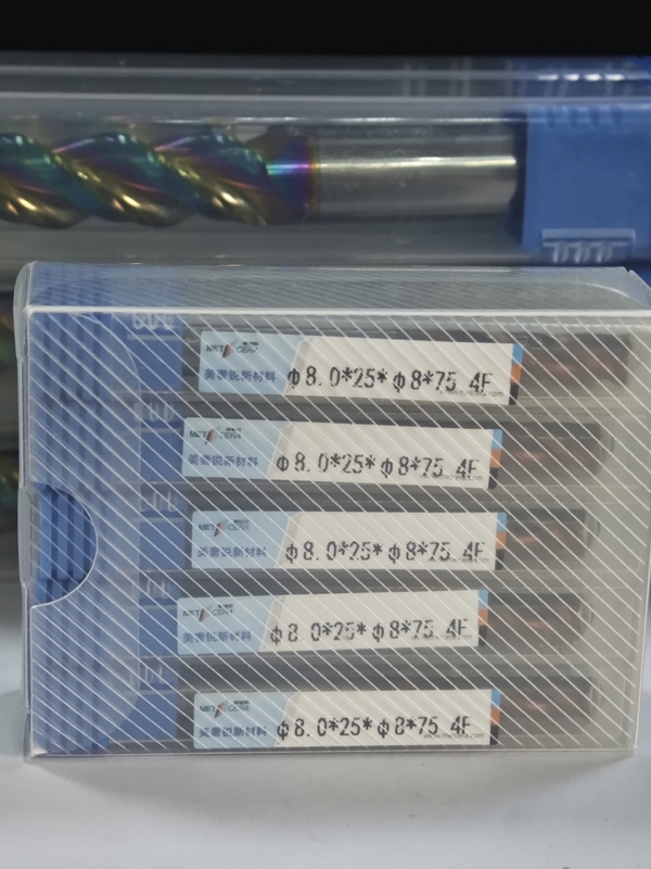 MPE4 HRC55-HRC60 Solid Carbide Milling Cutter, 4 Flutes Flat End Mill, CNC Mill Cutter, 4F Solid Carbide Flat End Milll Long Flute 8mm, φ8.0 x 25 x φ8 x 75mm