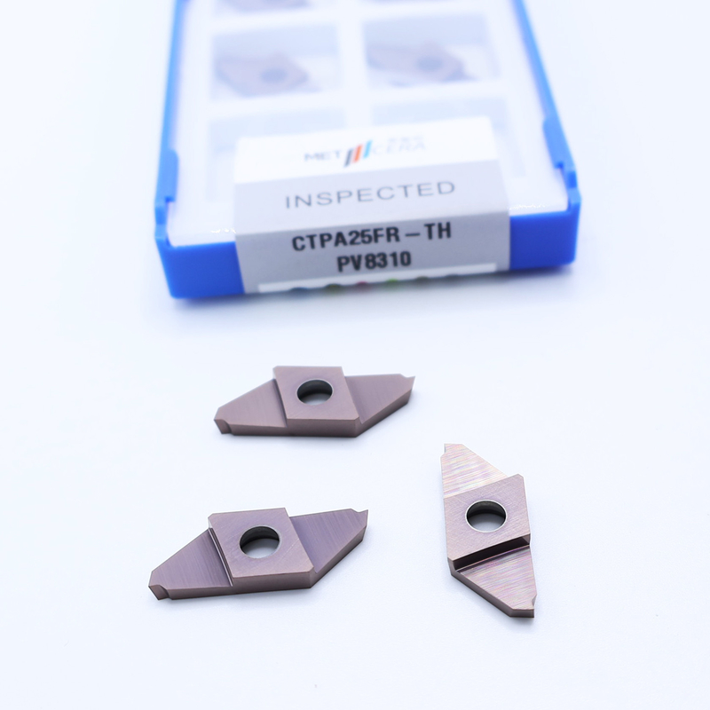Precision PVD Coated Carbide Parting Off Inserções indexáveis para aço inoxidável e aço Machining Right Cutting CTPA25FR-TH