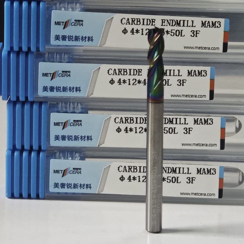 Máquina de moagem de carburo sólido MAE PLUS 3 flautas 4 mm Φ4x12x4Dx50 mm para usinagem de metais não ferrosos