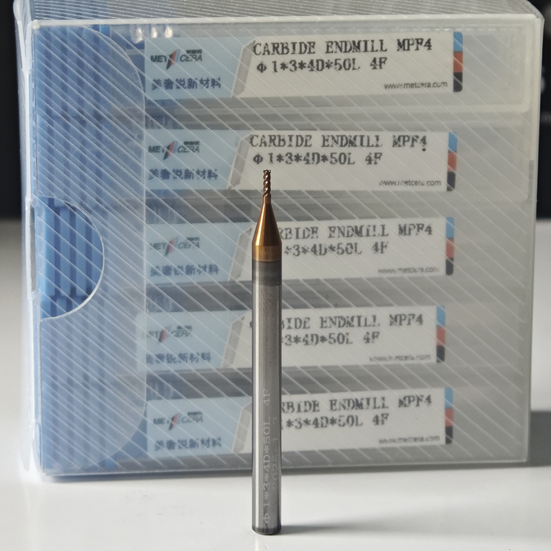 MPF4 Solid Carbide 4 Flutes Flat End Mill 1mm para corte de aço carbono Φ1x3x4Dx50mm