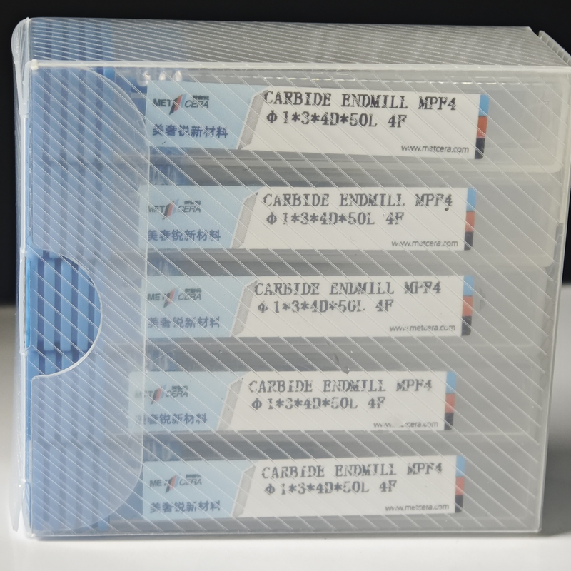 MPF4 Solid Carbide 4 Flutes Flat End Mill 1mm para corte de aço carbono Φ1x3x4Dx50mm