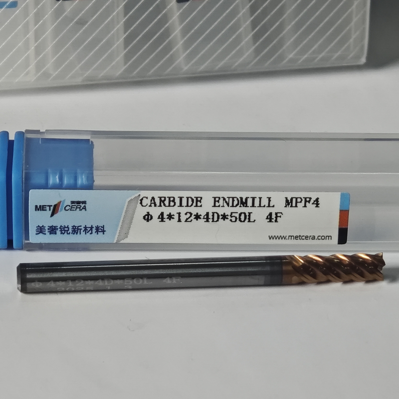 4mm MPF4 Universal 4 flautas Flat End Mill para usinagem seca e molhada de aço carbono Φ4x12x4Dx50mm