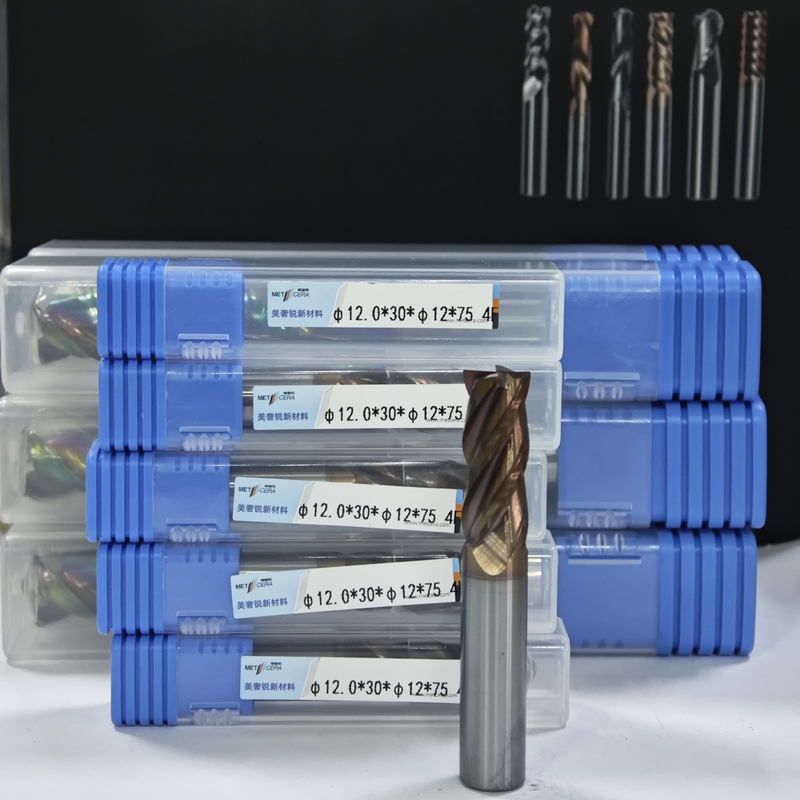 MPE4 Solid Carbide Milling Cutter 4 Flute Flat End Mill Mill CNC Mill Cutter AlCr Revestimento de 12 mm Peça de trabalho φ12.0 x 30 x φ12 x 75 mm