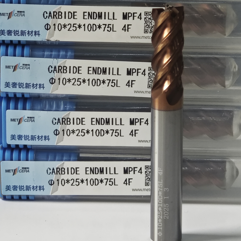 MPF4 Universal 4 flautas Flat End Mill 10mm Φ10x25x10Dx75mm para corte de aço ligado de baixo carbono dentro da dureza HRC55-60