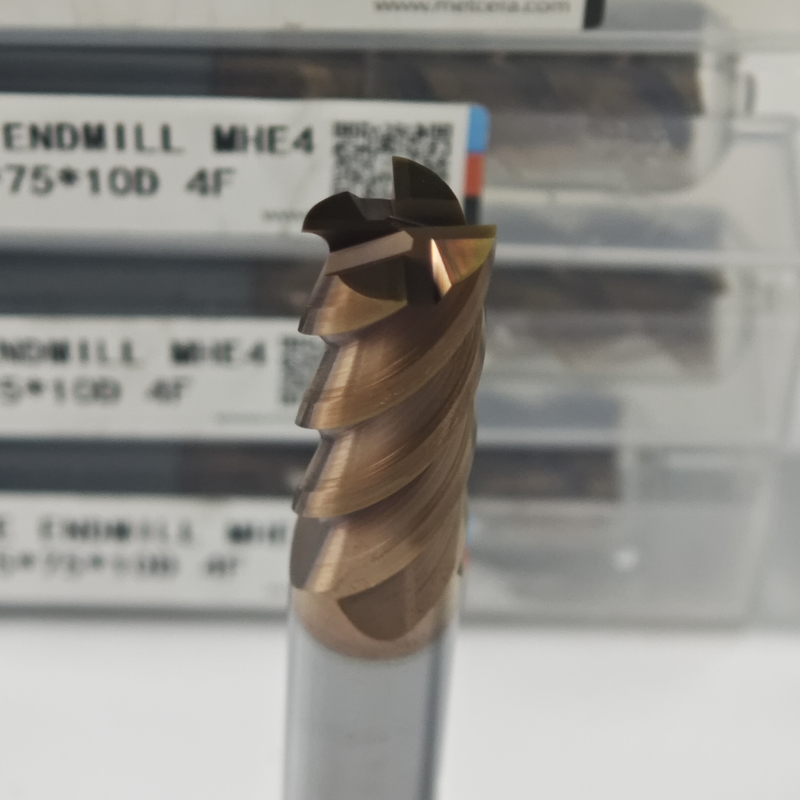 MHE4 Revestimento de TiAlSi HRC55-60 Cortador de moagem plano de quatro bordas de alta dureza 10 mm, φ10.0x25x10Dx75 mm