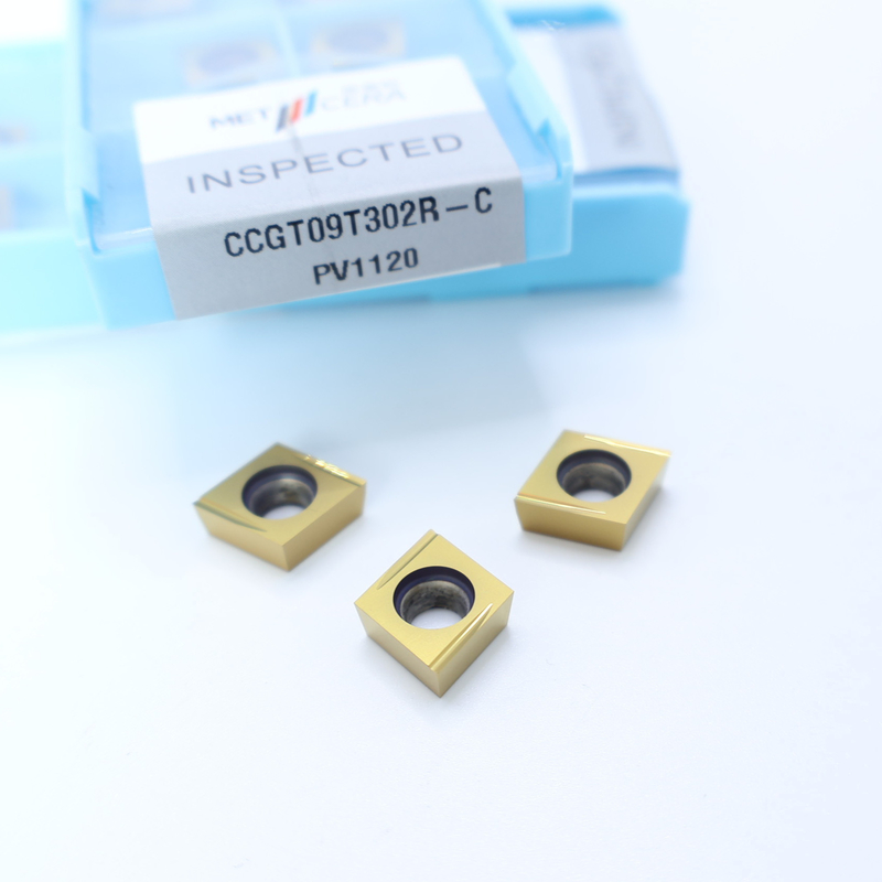 Peças de trabalho de aço carbono CCGT06 CCG09 inserções de torneamento de cermet com acabamento e C acabamento chip breaker para usinagem CNC