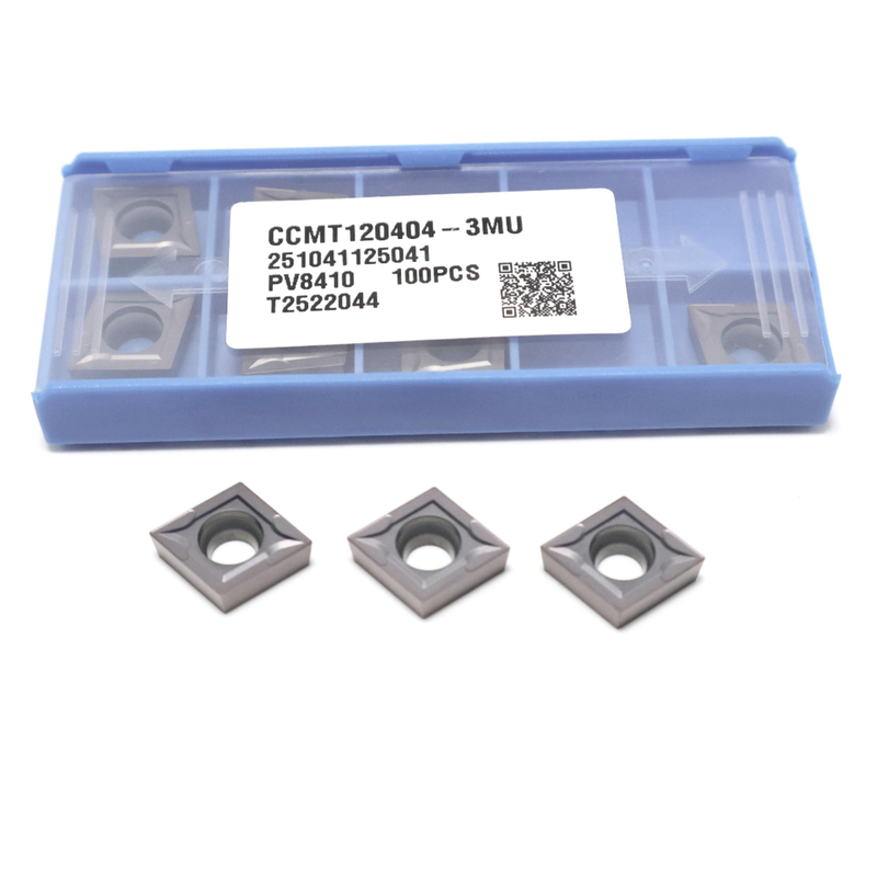 CCMT0602 CCMT09T3 CCMT1204 Pastilhas de Torneamento de Metal Duro para Aço, Aço Inoxidável, Pastilha Revestida PVD com quebra-cavacos 3MU