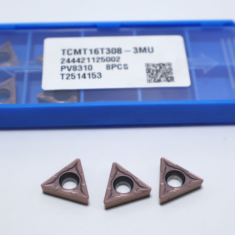 TCMT0902  TCMT1102  TCMT16T3 Insertos de torneamento de metal duro triangular de 60° para aço e aço inoxidável com quebra-cavacos 3MU