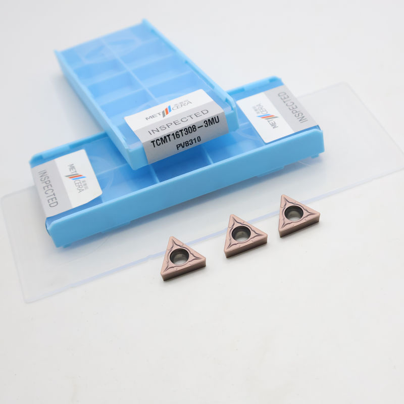 Inserto de torneamento de carburo revestido TCMT09 TCMT11 TCMT16 Inserto CNC positivo com triturador de chips semi-finito 3MU